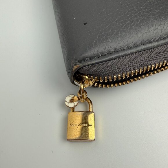 Dolce & Gabbana Grey Zip Around Wallet Gold HW - Picture 3 of 3